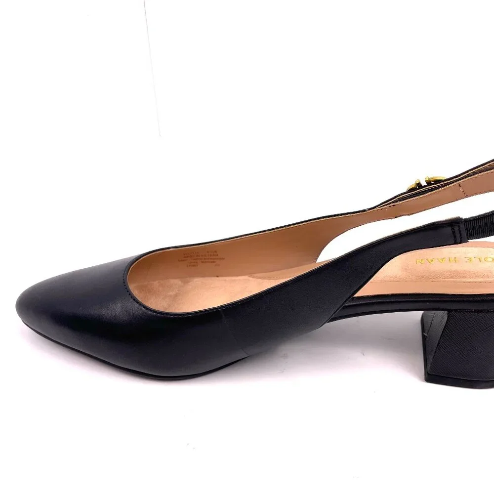 Cole Haan Go-to Slingback Pump 45 mm Womens Black Leather Shoes Size 9.5 B - Picture 5 of 10